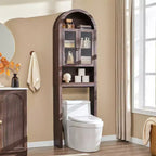 Meuble de rangement arqué au-dessus des toilettes avec portes en acrylique, étagère de salle de bain, meuble de salle de bain moderne avec étagère réglable