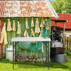 Table de nettoyage de poisson pliante améliorée VINGLI avec évier, table d'évier de camping portable avec grille et pulvérisateur, table de découpe de filets de poisson