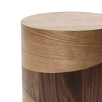 LuxenHome Table d'appoint ronde 20 po avec grain de bois bicolore, table d'appoint moderne pour salon, chambre à coucher, marron