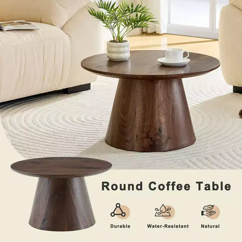 Table basse ronde en bois à piédestal GDFStudio Naives 23