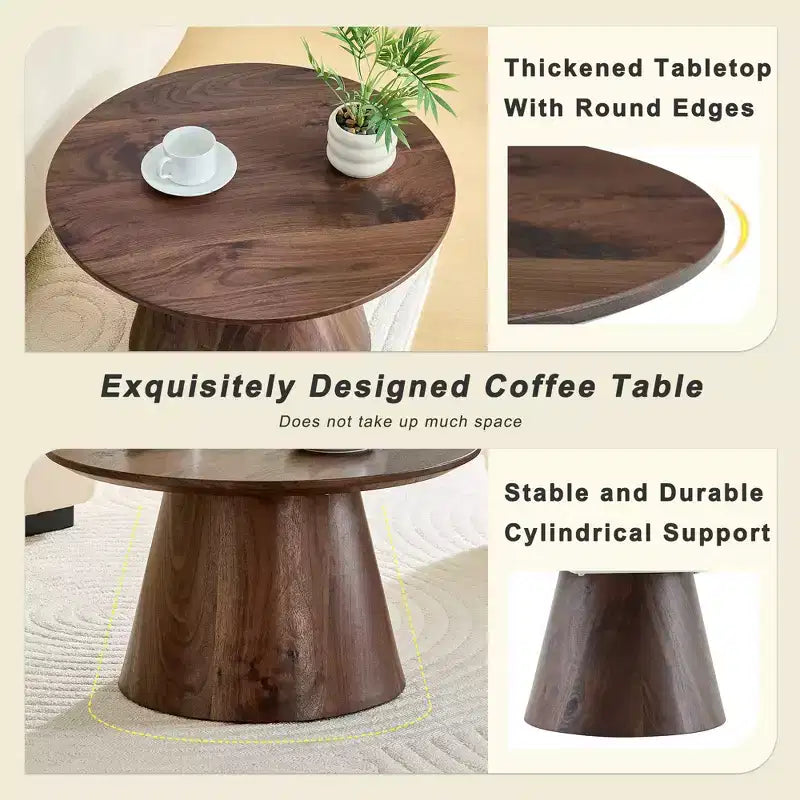 Table basse ronde en bois à piédestal GDFStudio Naives 23