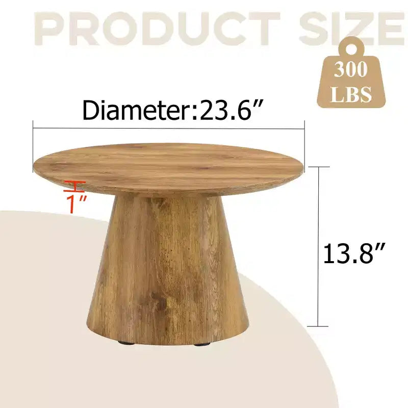 Table basse ronde en bois à piédestal GDFStudio Naives 23