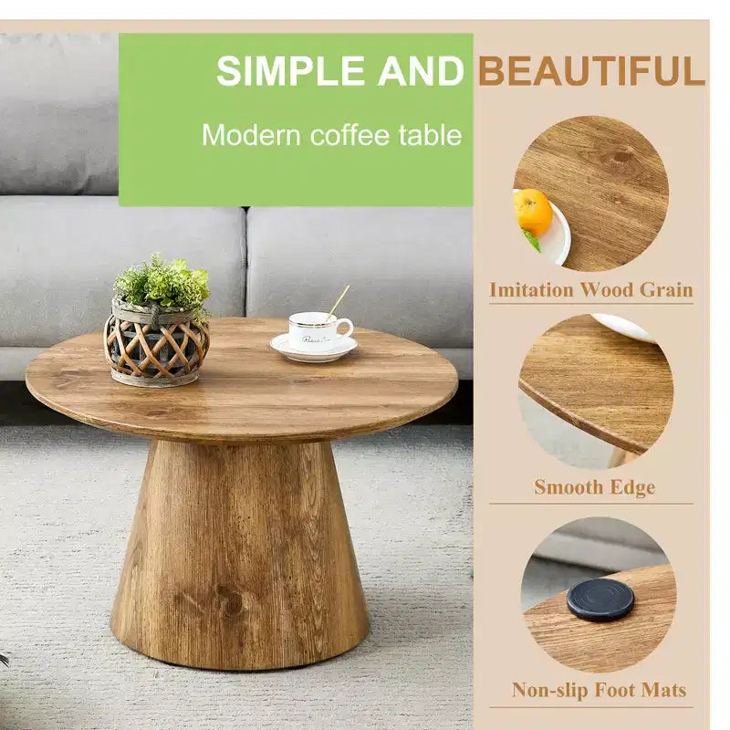 Table basse ronde en bois à piédestal GDFStudio Naives 23
