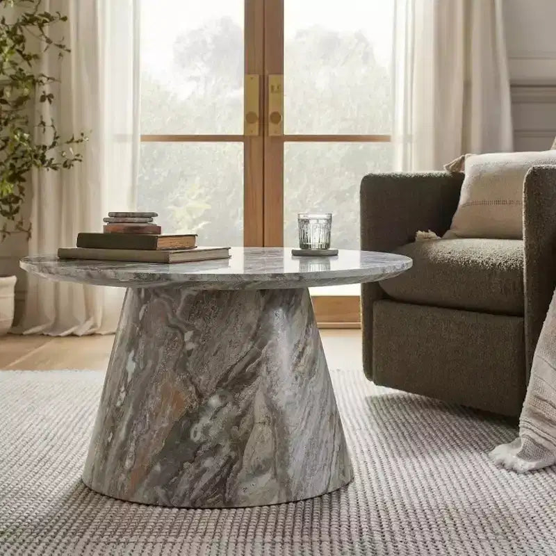 Table basse ronde en bois à piédestal GDFStudio Naives 23