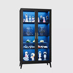 Vitrine en verre, vitrine 4 niveaux, vitrine avec capteur de corps humain, meuble de rangement d'angle pour objets de collection/jouets/livres