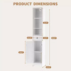 Acekool Armoire étroite de salle de bain 66 cm, porte simple avec tiroir, rangement peu encombrant, étagères réglables pour salle de bain, cuisine, salon