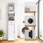 Acekool Armoire étroite de salle de bain 66 cm, porte simple avec tiroir, rangement peu encombrant, étagères réglables pour salle de bain, cuisine, salon