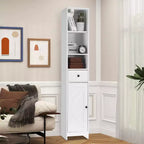 Acekool Armoire étroite de salle de bain 66 cm, porte simple avec tiroir, rangement peu encombrant, étagères réglables pour salle de bain, cuisine, salon