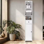 Acekool Armoire étroite de salle de bain 66 cm, porte simple avec tiroir, rangement peu encombrant, étagères réglables pour salle de bain, cuisine, salon