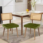 Lot de 4 ou 6 chaises de salle à manger en rotin style bohème moderne, assise rembourrée douce, dossier haut en cannage, pieds en bois robustes, pour cuisine, salle à manger, restaurant