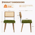 Lot de 4 ou 6 chaises de salle à manger en rotin style bohème moderne, assise rembourrée douce, dossier haut en cannage, pieds en bois robustes, pour cuisine, salle à manger, restaurant