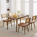 Lot de 4 ou 6 chaises de salle à manger en rotin style bohème moderne, assise rembourrée douce, dossier haut en cannage, pieds en bois robustes, pour cuisine, salle à manger, restaurant