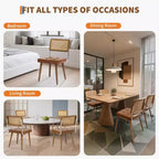 Lot de 4 ou 6 chaises de salle à manger en rotin style bohème moderne, assise rembourrée douce, dossier haut en cannage, pieds en bois robustes, pour cuisine, salle à manger, restaurant