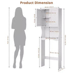 Meuble de rangement pour toilettes, peu encombrant, à 3 niveaux, organiseur de salle de bain autoportant avec étagère réglable, doubles portes, crochets, sécurité anti-basculement