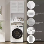 Meuble de rangement pour toilettes, peu encombrant, à 3 niveaux, organiseur de salle de bain autoportant avec étagère réglable, doubles portes, crochets, sécurité anti-basculement