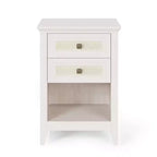 Table de chevet bohème en rotin avec 2 tiroirs, table de chevet gris-blanc de 68,5 cm, petite table d'appoint de rangement pour chambre à coucher et salon