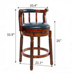 Tabourets de bar en cuir pivotants en bois, hauteur d'assise 66 cm, chaise haute de bar pivotante à 360 degrés avec dossiers