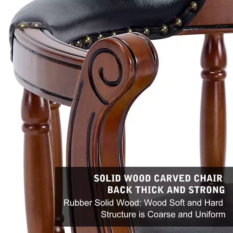 Tabourets de bar en cuir pivotants en bois, hauteur d'assise 66 cm, chaise haute de bar pivotante à 360 degrés avec dossiers