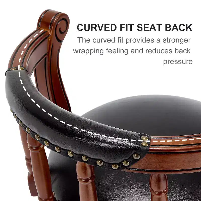 Tabourets de bar en cuir pivotants en bois, hauteur d'assise 66 cm, chaise haute de bar pivotante à 360 degrés avec dossiers