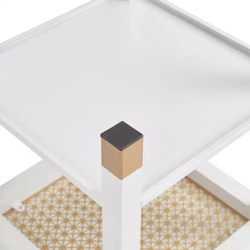 Table d'appoint moderne à 2 niveaux en verre et métal, polyvalente pour salon et chambre à coucher