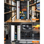 Armoire de rangement haute en métal robuste, portes verrouillables, 4 étagères réglables, roulettes – pour cellier, garage, bureau – Gris clair/Gris foncé