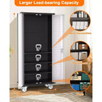 Armoire de rangement haute en métal robuste, portes verrouillables, 4 étagères réglables, roulettes – pour cellier, garage, bureau – Gris clair/Gris foncé