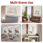 Miroir de salle de bain SUMERAIN 28x36 mural en verre trempé, anti-buée, éclairage LED, 3 modes de couleur