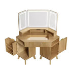 Coiffeuse d'angle Whisen 47.2, petite coiffeuse d'angle moderne avec miroir, 1 tiroir et 2 armoires de rangement