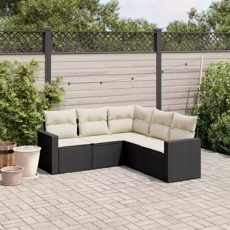 vidaXL Salon de jardin noir en résine tressée Grand salon de jardin modulable