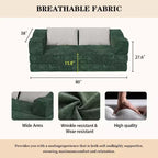 MooxvMoo 80 Canapé-lit convertible avec 2 oreillers, canapé de sol 3 places, lit double, combinaison DIY, chenille, vert