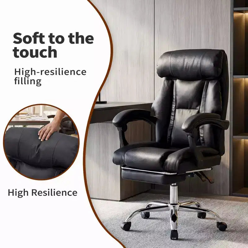 Fauteuil de bureau de direction GDFStudio Faina en similicuir réglable en hauteur et pivotant avec repose-pieds