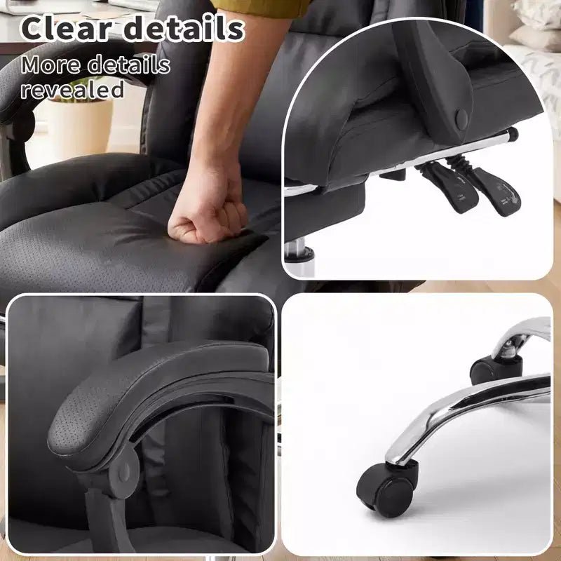 Fauteuil de bureau de direction GDFStudio Faina en similicuir réglable en hauteur et pivotant avec repose-pieds