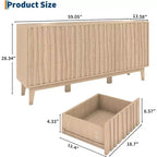 Commode à 9 tiroirs, coffre en bois moderne cannelé, meuble de rangement en bois autoportant, pour salon, entrée