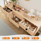 Commode à 9 tiroirs, coffre en bois moderne cannelé, meuble de rangement en bois autoportant, pour salon, entrée