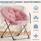 Fauteuil soucoupe, fauteuil lune en peluche surdimensionné avec cadre métallique pliant, siège confortable pour adolescents, adultes et dortoirs, rose