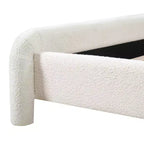 Lit plateforme tapissier ModernLuxe Queen/King avec tête de lit incurvée, cadre de lit solide, pas besoin de sommier tapissier, blanc