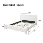 Lit plateforme tapissier ModernLuxe Queen/King avec tête de lit incurvée, cadre de lit solide, pas besoin de sommier tapissier, blanc