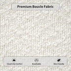 Lit plateforme tapissier ModernLuxe Queen/King avec tête de lit incurvée, cadre de lit solide, pas besoin de sommier tapissier, blanc