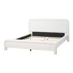 Lit plateforme tapissier ModernLuxe Queen/King avec tête de lit incurvée, cadre de lit solide, pas besoin de sommier tapissier, blanc