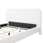 Lit plateforme tapissier ModernLuxe Queen/King avec tête de lit incurvée, cadre de lit solide, pas besoin de sommier tapissier, blanc