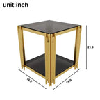 Ensemble 3 pièces table basse et tables d'appoint modernes Whisen avec plateau en verre trempé et base en métal asymétrique