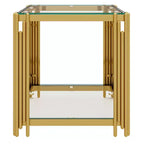 Ensemble 3 pièces table basse et tables d'appoint modernes Whisen avec plateau en verre trempé et base en métal asymétrique