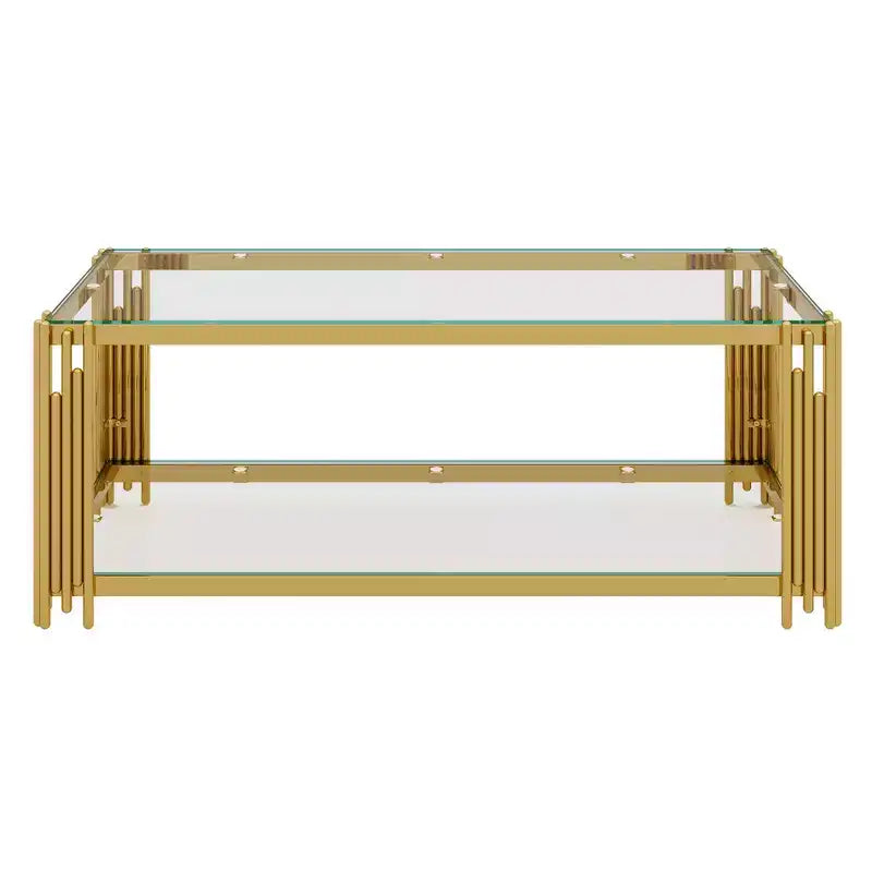 Ensemble 3 pièces table basse et tables d'appoint modernes Whisen avec plateau en verre trempé et base en métal asymétrique