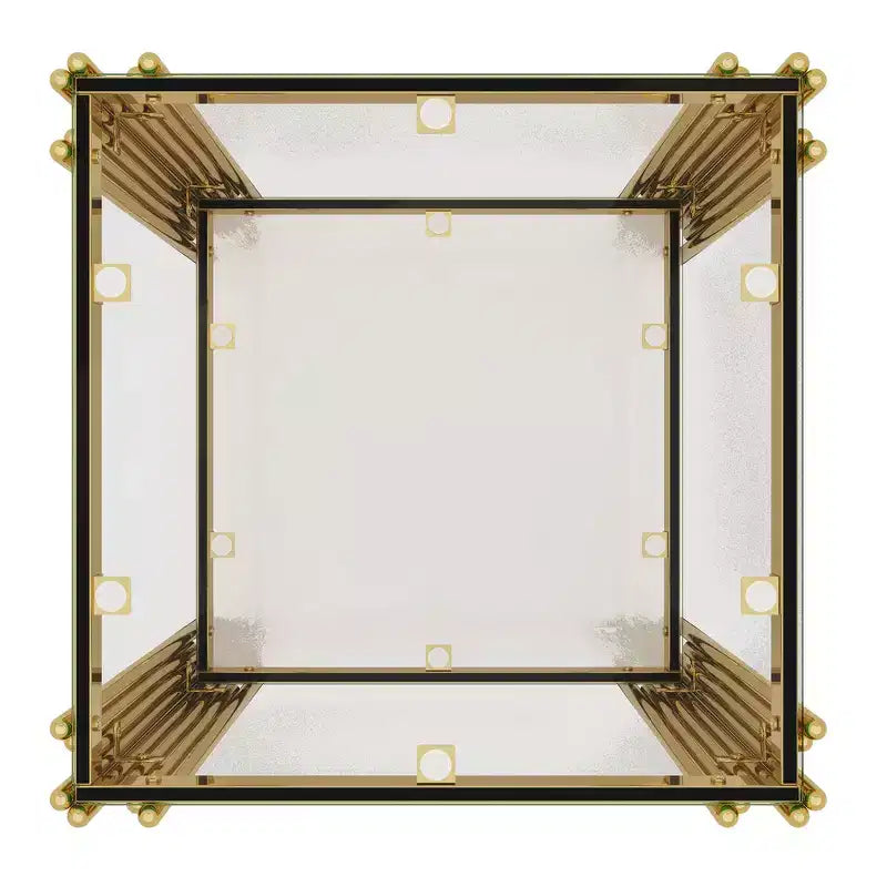 Ensemble 3 pièces table basse et tables d'appoint modernes Whisen avec plateau en verre trempé et base en métal asymétrique