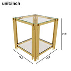 Ensemble 3 pièces table basse et tables d'appoint modernes Whisen avec plateau en verre trempé et base en métal asymétrique