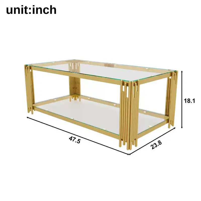 Ensemble 3 pièces table basse et tables d'appoint modernes Whisen avec plateau en verre trempé et base en métal asymétrique