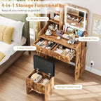 Coiffeuse avec miroir, petite table de maquillage avec tiroirs de rangement et tabouret, 3 modes d'éclairage, coiffeuse pour femmes et filles
