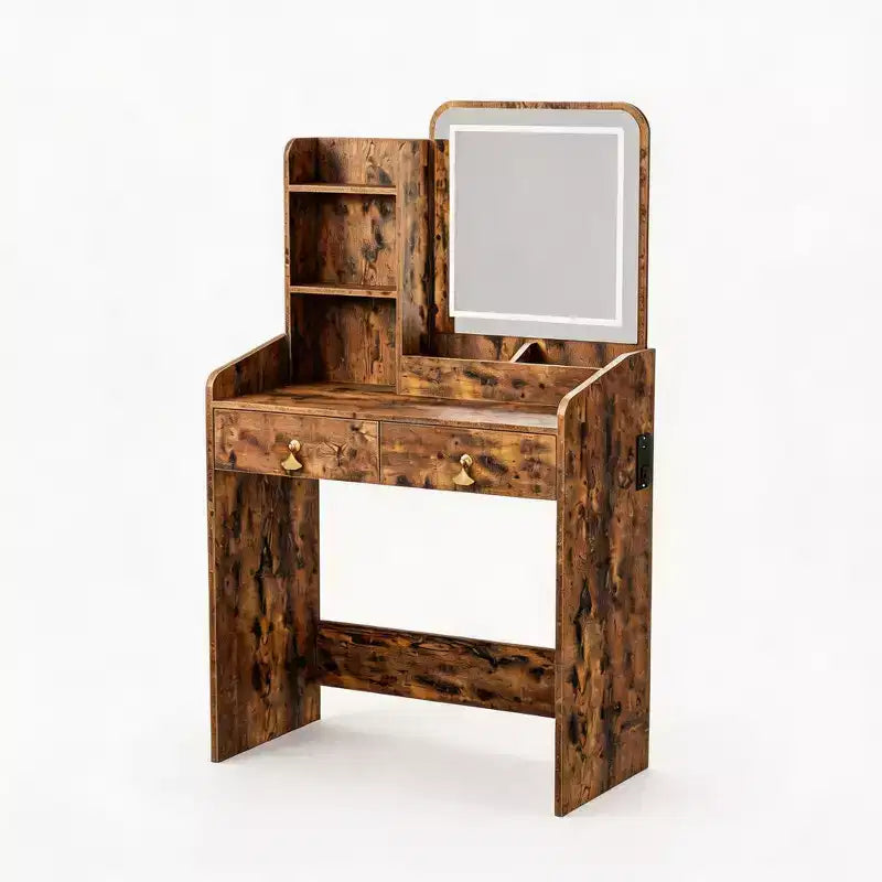 Coiffeuse avec miroir, petite table de maquillage avec tiroirs de rangement et tabouret, 3 modes d'éclairage, coiffeuse pour femmes et filles