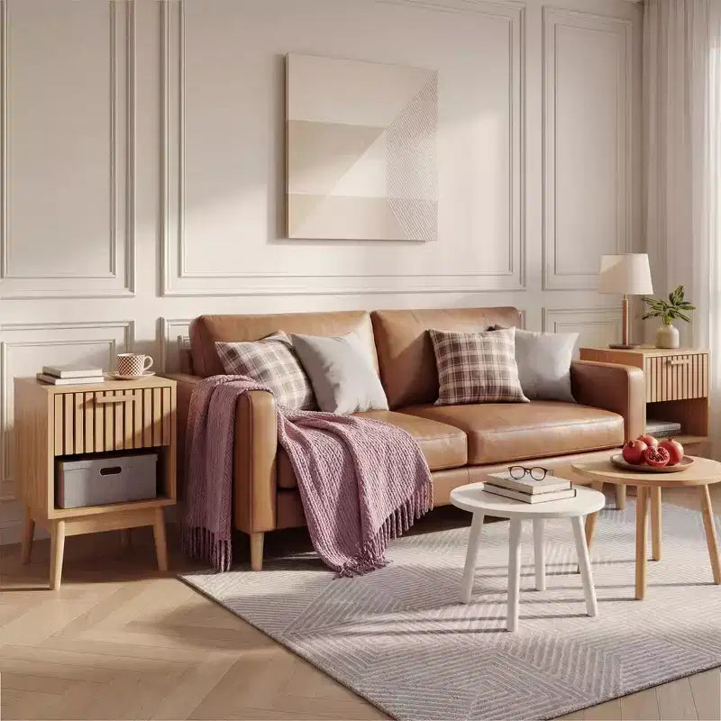 Lot de 2 tables de chevet bohèmes, petites tables de nuit avec tiroir et étagère ouverte, tables d'appoint décorées de lattes en bois pour chambre, dortoir et petits espaces