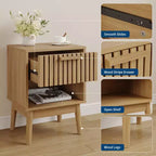 Lot de 2 tables de chevet bohèmes, petites tables de nuit avec tiroir et étagère ouverte, tables d'appoint décorées de lattes en bois pour chambre, dortoir et petits espaces